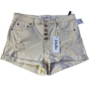 Indigo Rein Size 13 Distressed High Rise Denim Shorts Natural  Curvy